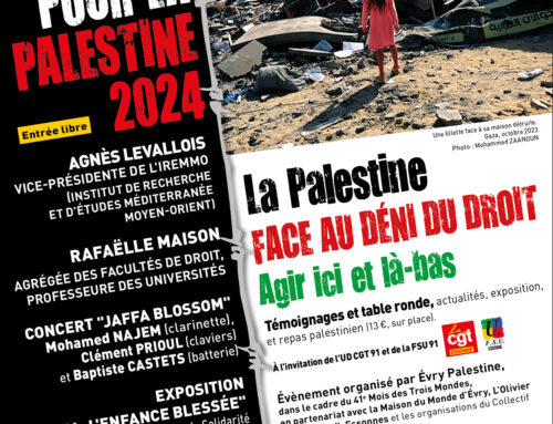 Huit Heures pour la Palestine à Évry 16/11/24 :  La Palestine face au déni du droit. Agir ici et là-bas.